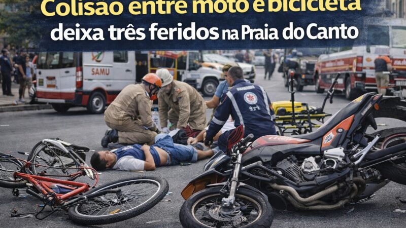 Colisão na Praia do Canto mobiliza Samu e Bombeiros e deixa três feridos