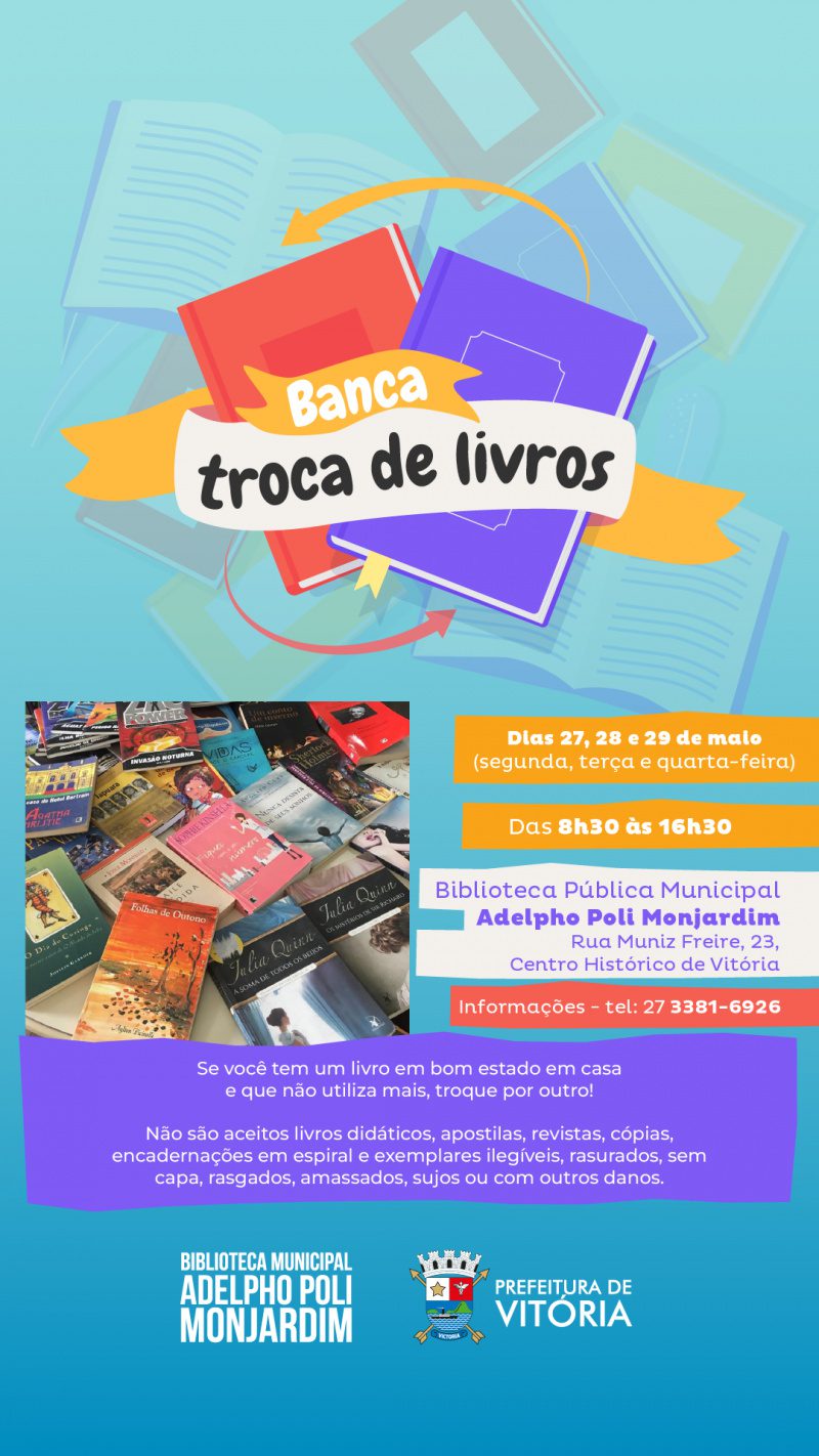 Banca Troca de livros da Biblioteca Municipal acontece a partir de segunda (27)